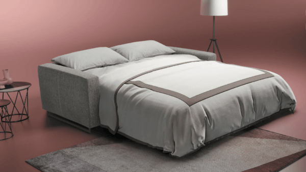 Divano letto Modular Pro aperto con rete a doghe, design versatile e funzionalità ottimale, Tino Mariani