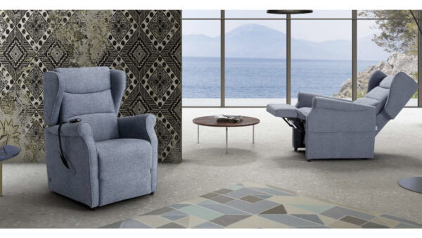 poltrona relax con seduta in memory foam e rivestimento in tessuto anti macchia aqua clean amalfi in vendita da tino mariani