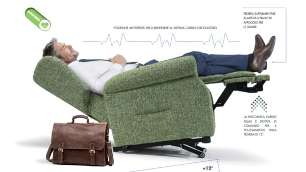 Poltrona Cardio Relax Tino Mariani in pronta consegna, modello elettrico reclinabile disponibile a Milano e provincia