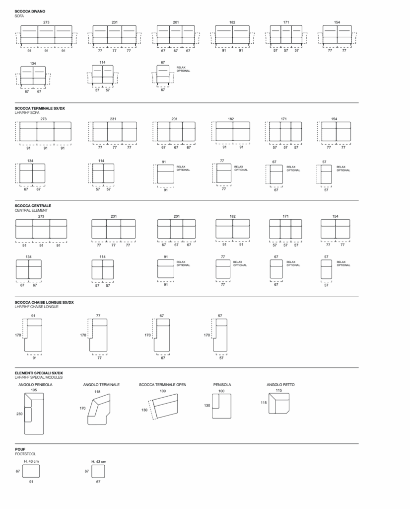 Dimensioni Divano Relax Moderno Ibiza Tino Mariani