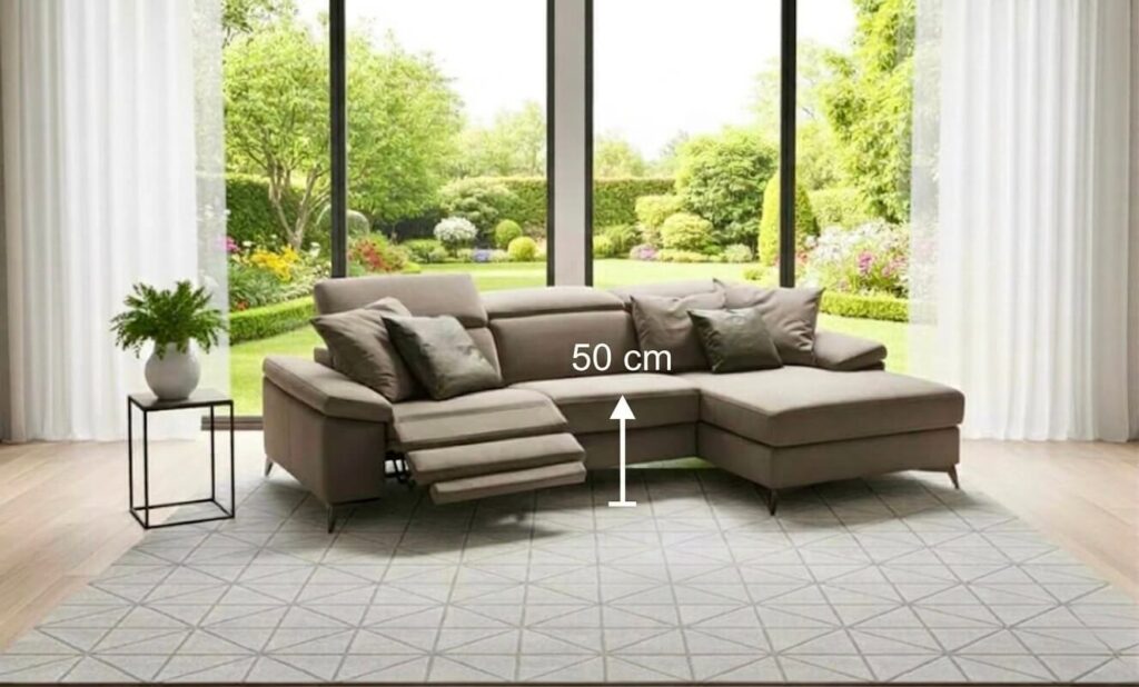 divano alto 50 cm Tino Mariani con seduta ergonomica per alzarsi facilmente