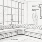 Disegno divano Chesterfield angolare in pelle Tino Mariani Lissone