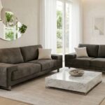Divano moderno Madison 3+2 in pelle Nabuk realizzato da Tino Mariani