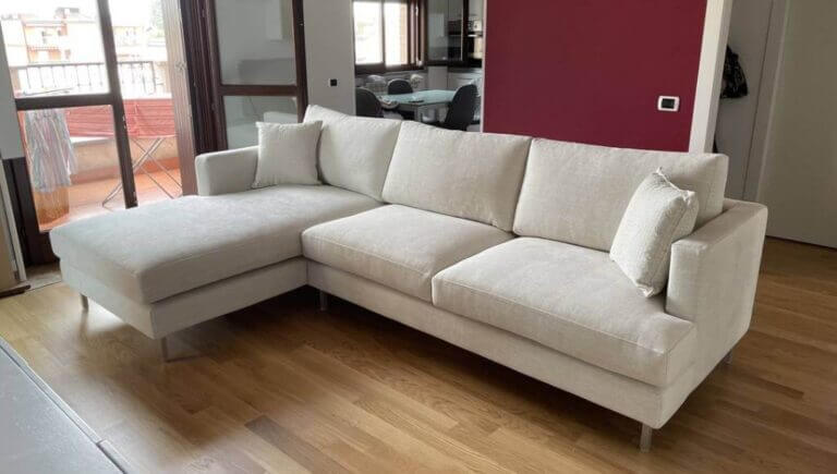 Divani Su Misura Artigianali con chaise-longue in tessuto sfoderabile - consegna a domicilio - Tino Mariani Lissone e Trezzo sull'Adda