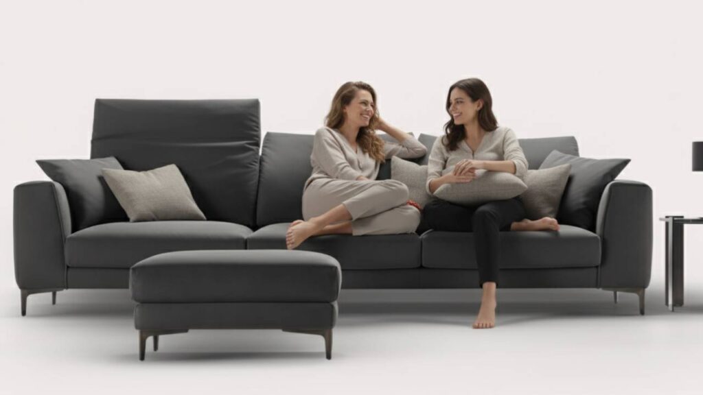 Divano 3 posti grande modello Porto in tessuto e design artigianale con schienale alto Tino Mariani