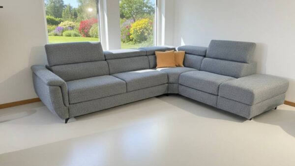 Divano letto angolare Modular Pro in tessuto artigianale Tino Mariani con rete a doghe e materasso alto 17 cm