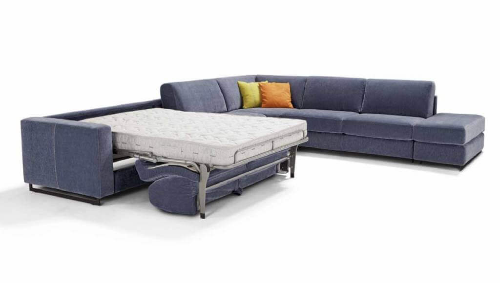 Divano Letto Angolare Modular Standard Tino Mariani in tessuto sfoderabile con rete a doghe in legno 