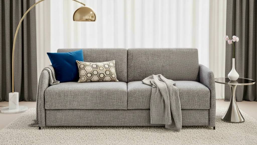 Divano letto moderno compatto Line Tino Mariani, larghezza 177 cm, design salvaspazio