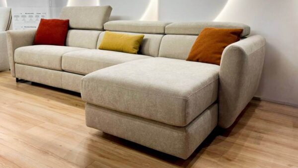 Divano letto Modular Pro con penisola contenitore, moderno e componibile su misura