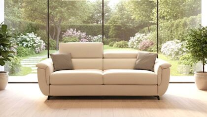 Divano letto ortopedico matrimoniale Modular Pro Tino Mariani con rete a doghe e materasso alto, comodo per anziani, rivestito in microfibra antimacchia in pronta consegna