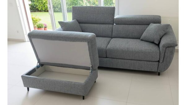 Divano letto matrimoniale Modular Pro con pouf contenitore in tessuto Tino Mariani