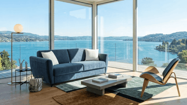 Divano letto Modular Standard blu in pronta consegna con materasso 140x197 cm H17 - Tino Mariani
