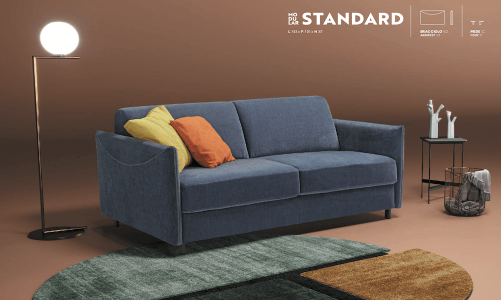 Divano Letto Modular Standard Con Rete A Doghe E Materasso Alto 17 Cm