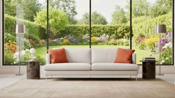 Divano moderno in pelle bianca Manhattan di Tino Mariani