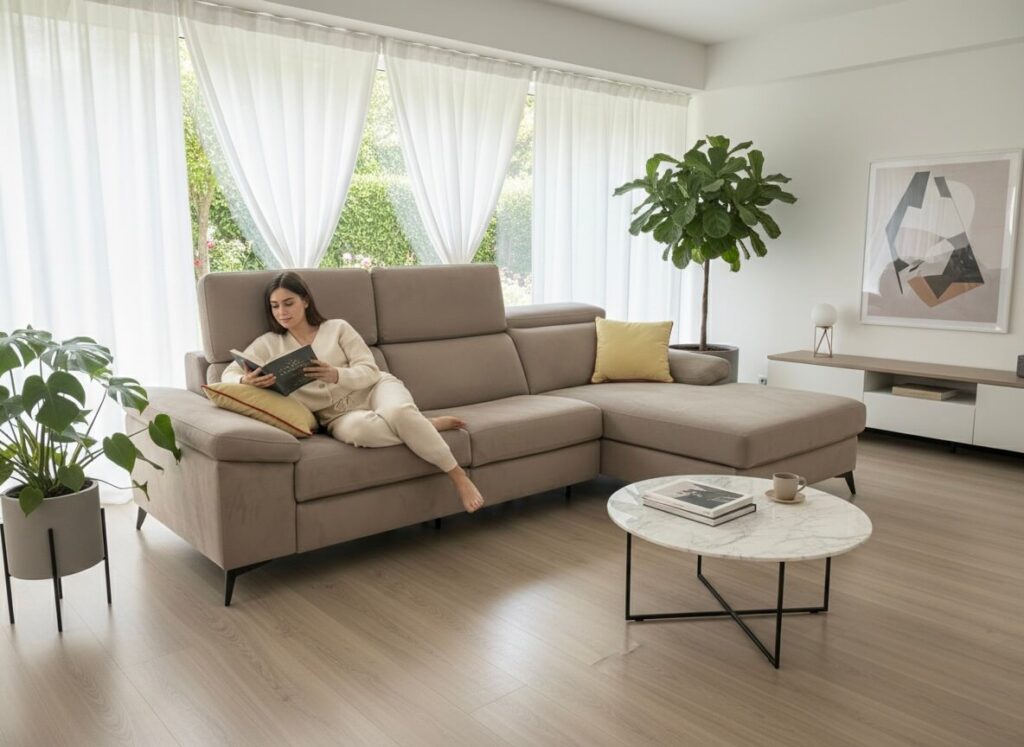 Divano Relax Byron Large in pronta consegna con chaise longue cm 295x115 P 115 Tino Mariani