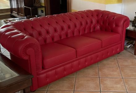 Divano Tre Posti Chester In Pelle Pieno Fiore Tino Mariani 3