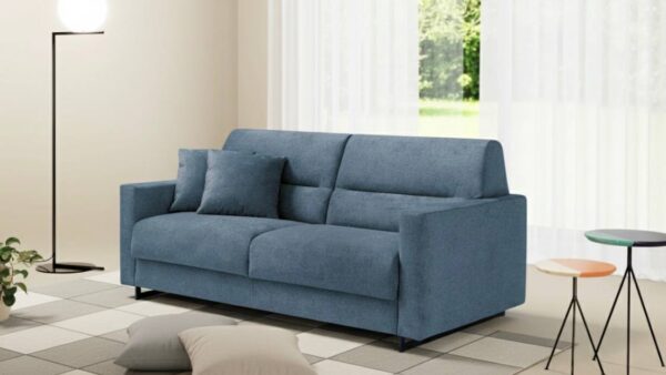 Nuovo Divano Letto Air Con Porta Guanciali, Consegna Rapida, Piedini In Acciaio Neri, Tessuto Anti Macchia