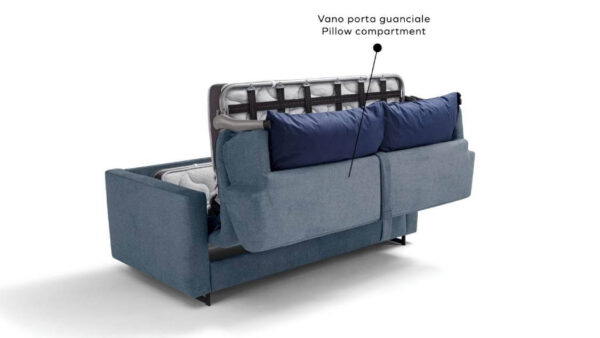 Nuovo Divano Letto Air Con Porta Guanciali, Materasso Alto 17 Cm. Tessuto Anti Macchia Tino Mariani