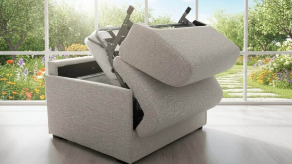 Offerta poltrona letto Tino Mariani con materasso alto, vano porta guanciali, kit ruote e tessuto Aquaclean