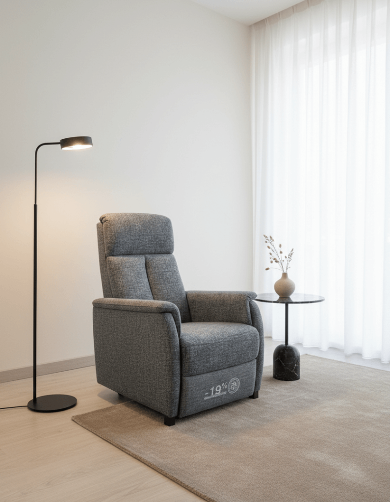 oltrona Relax Asia alzapersona in offerta con kit batteria e tessuto Aquaclean – Tino Mariani Lissone sconto 40 e 50 %