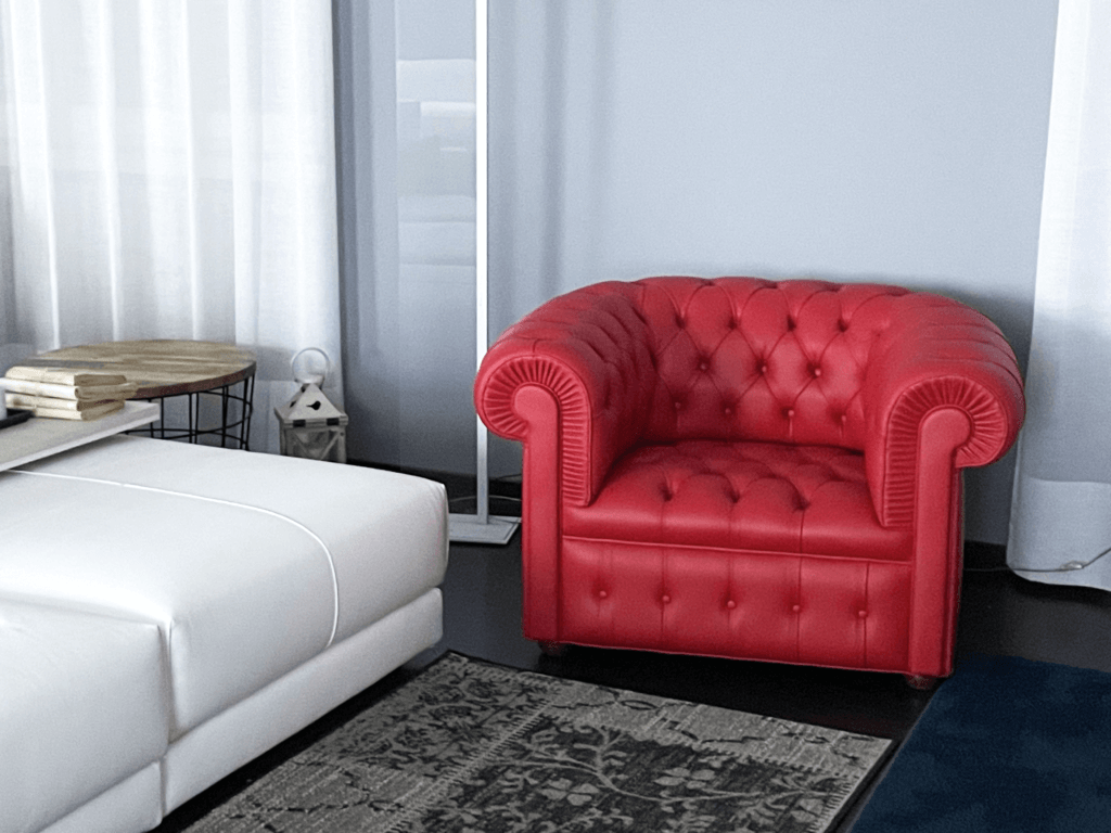 Poltrona Chester Pieno Fiore Colore Rosso Tino Mariani