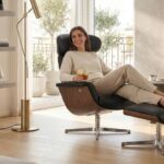 Poltrona relax Evolution girevole in vera pelle artigianale Tino Mariani