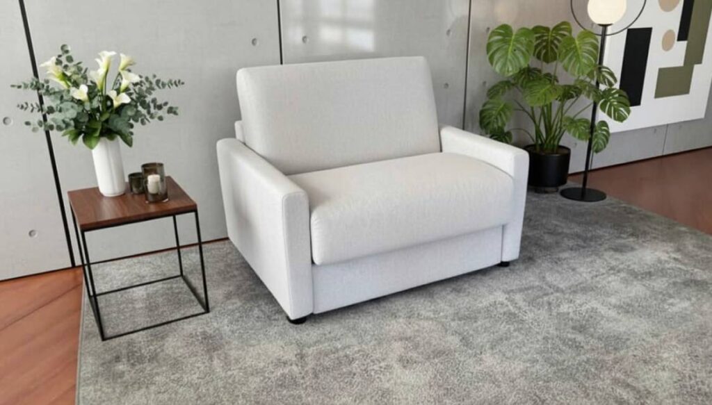 Poltrona letto con materasso alto 18 cm artigianale Tino Mariani Lissone Monza Brianza