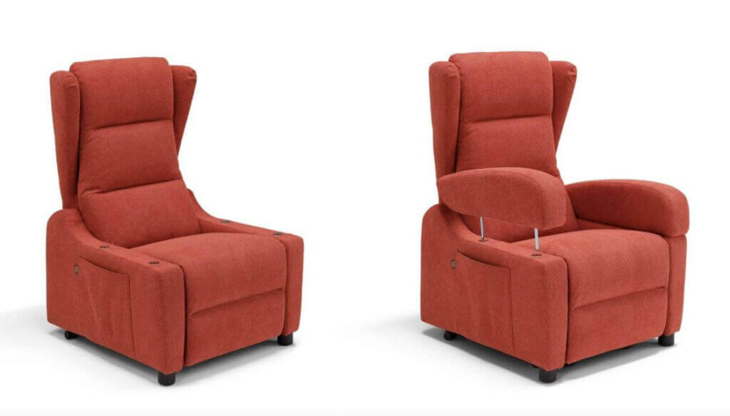 Poltrona relax Batik con braccioli estraibili in tessuto sfoderabile – Tino Mariani
