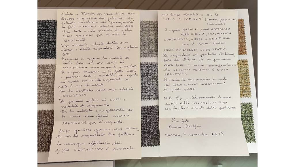 Recensione Cliente poltrone relax Tino Mariani