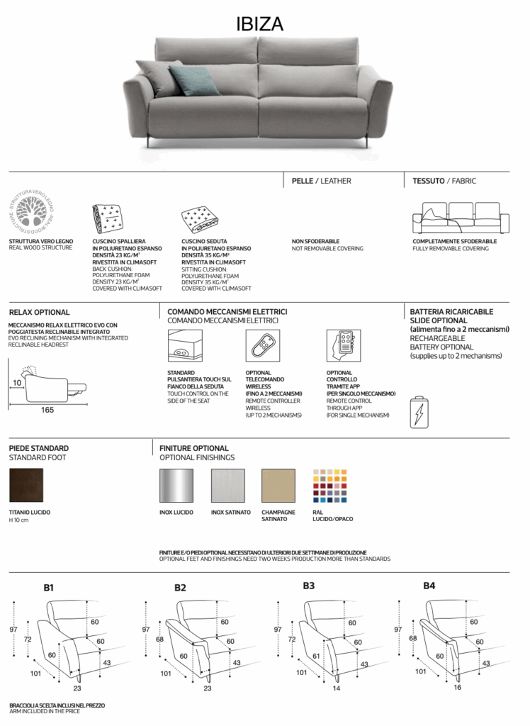 Scheda Tecnica Divano Relax Ibiza Tino Mariani
